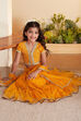 Yellow Cotton Sequined Tiered Lehenga Set image number 1