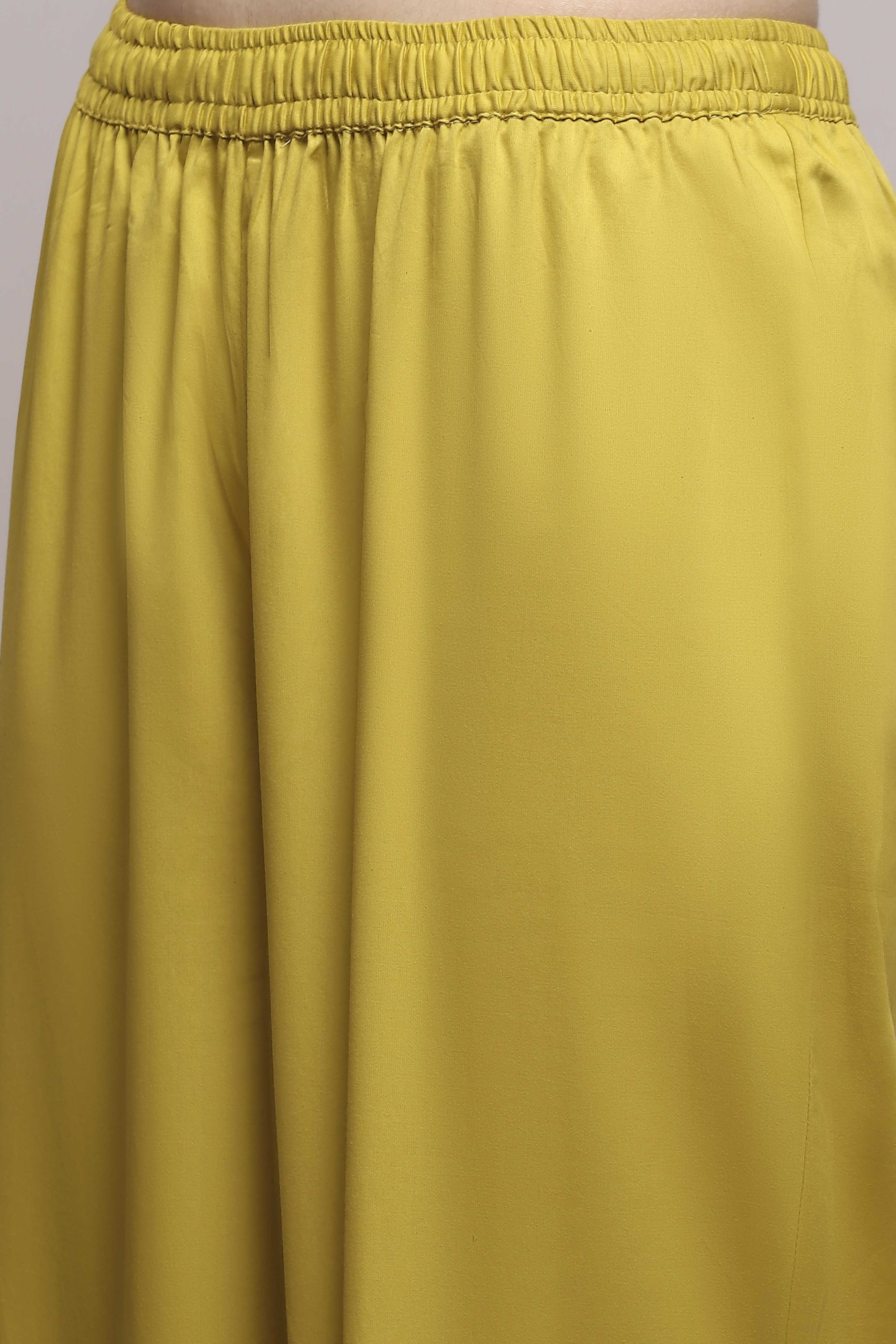 Lime Green Silk Chanderi Embroidered Dyed Straight Suit Set image number 2