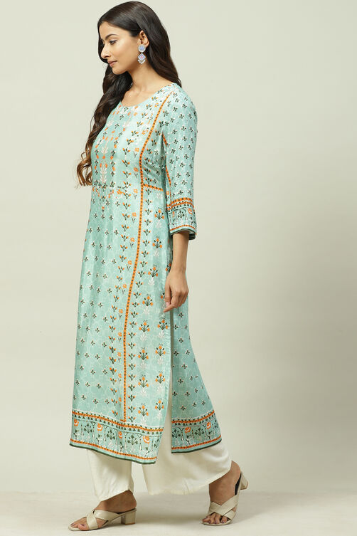 Pink Art Silk Straight Kurta image number 2