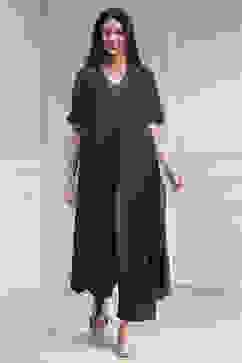 Teal Dyed Asymmetric Kurta Set image number 6