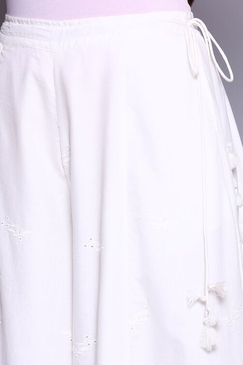 White Cotton Flared Palazzo Pants image number 1