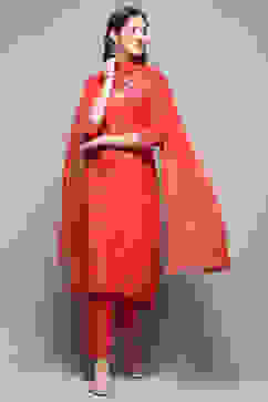 Fuschia Rayon Straight Kurta Pant Suit Set image number 0