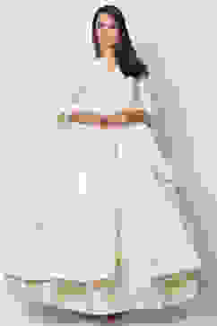 Off White Voile Flared Suit set image number 0