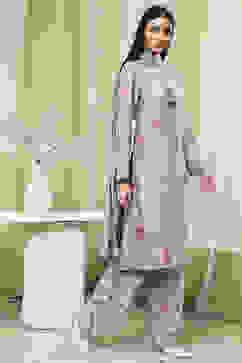 Purple Modal Blend Straight Suit Set image number 5