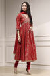 Off White Cotton Anarkali Printed Suit Set image number 5