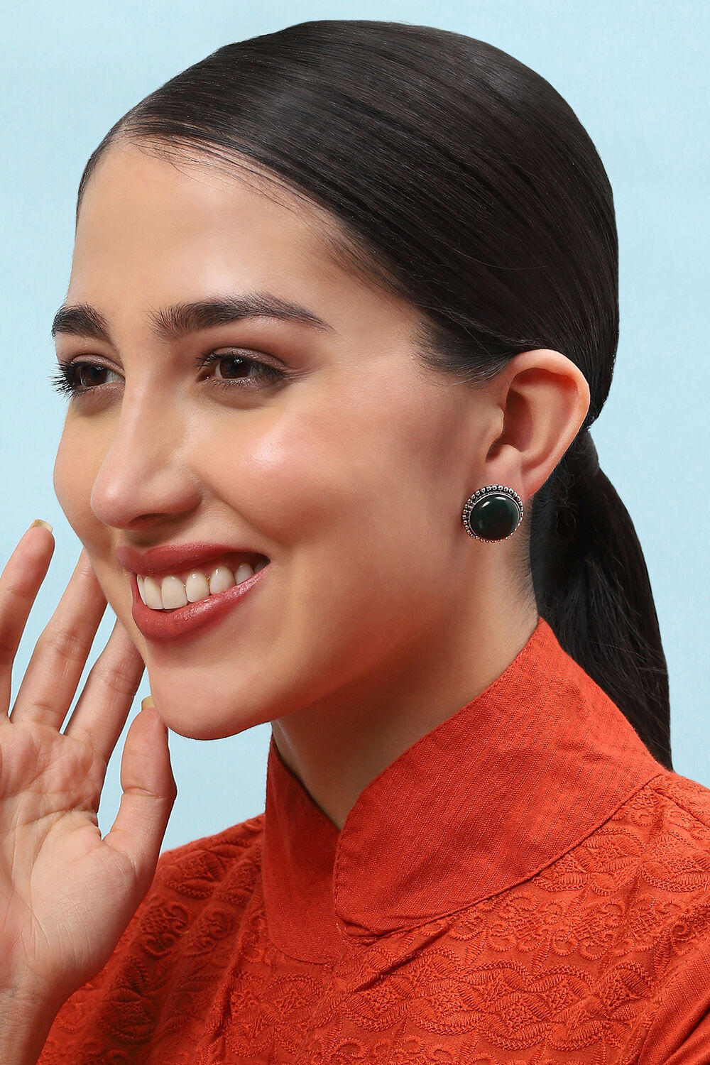 Green Brass Earrings image number 1