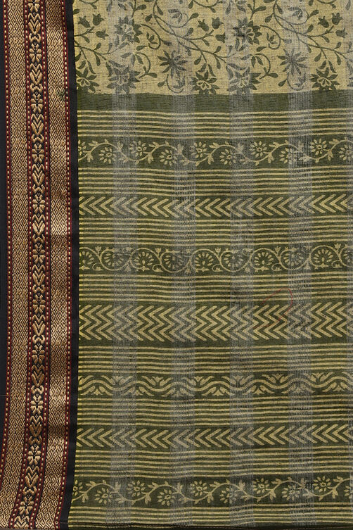 Olive Cotton Woven Unstitched Suit Set image number 2