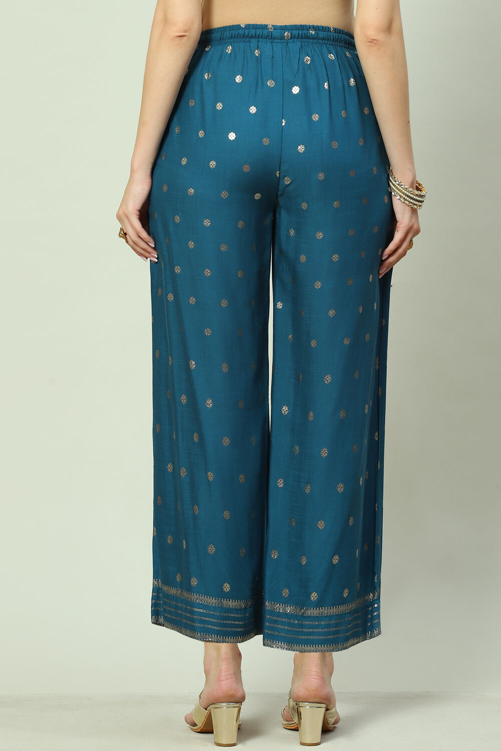 Teal Rayon Palazzo image number 4