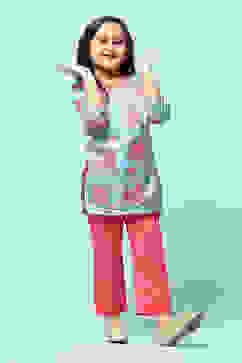 Blue Cotton Viscose Straight Printed 2 Piece Set image number 7