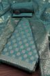 Teal Cotton Printed Embroidered Unstitched Suit Set image number 0