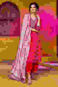 Red Viscose Straight Suit set image number 7