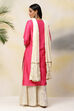 Fuchsia Cotton Silk Straight Kurta Sharara Suit Set image number 6