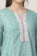 Turquoise Cotton Anarkali Kurta Palazzo Suit Set image number 1