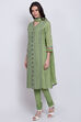 Green Cotton Straight Kurta Churidar Suit Set image number 2