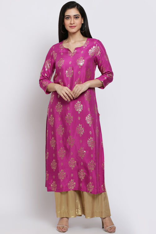 Yellow Viscose Straight Kurta image number 4