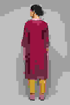 Plum LIVA Straight Printed Kurta image number 4