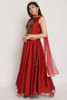 Rust Art Silk Metallic Lehenga Set image number 3