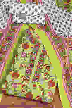 Lime Green and White Cotton Screen Print Unstitched Suit Set image number 0