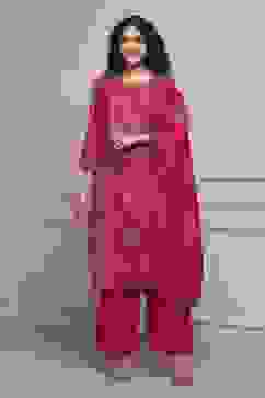 Pink Printed Straight Suit Set image number 6