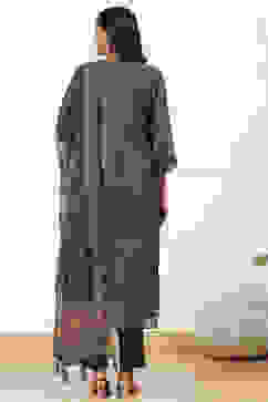 Yellow Chanderi Printed  Embroidered Unstitched Suit Set image number 2