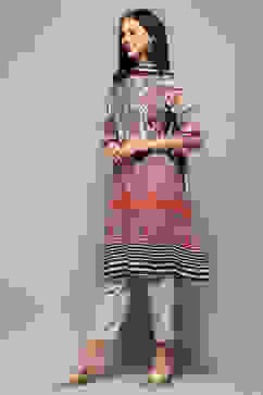 Beige Crepe Floral Printed Straight Suit Set image number 5