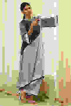 Grey Printed Straight Kurta Set image number 0