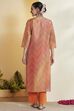 Orange Polyester Straight Printed Suit Set image number 6