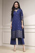 Blue Cotton Printed Straight Suit Set image number 6