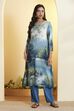 Beige Rayon Slub Straight Kurta Pants Set image number 6
