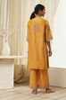 Ochre Yellow Cotton Silk Straight Suit Set image number 5