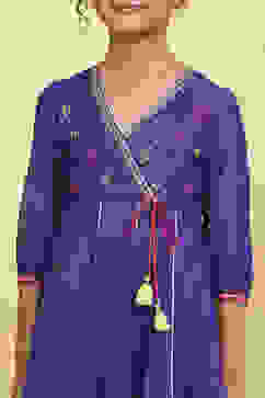 Purple Polyester Solid Kalidar Suit Set image number 1