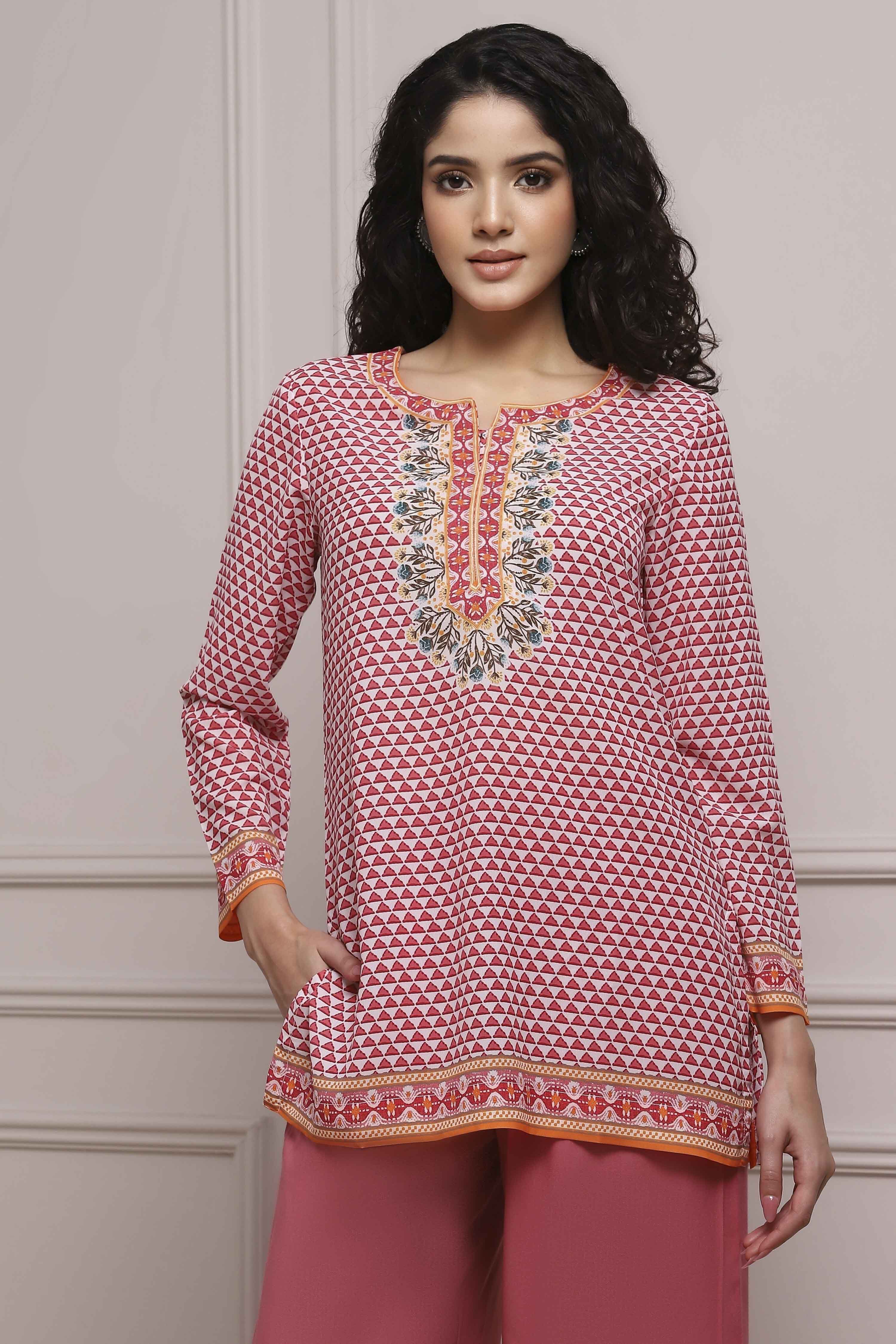 Red Art Silk Regular Kurta image number 6