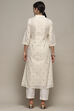 Off White Chanderi Unstitched Suit set image number 6