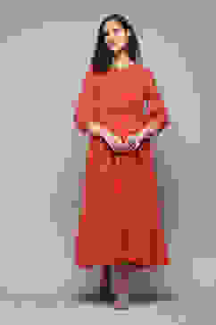 Red Polyester Tiered Dress image number 0