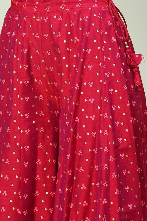 Magenta Cotton Blend Straight Printed Kurta Suit Set image number 2