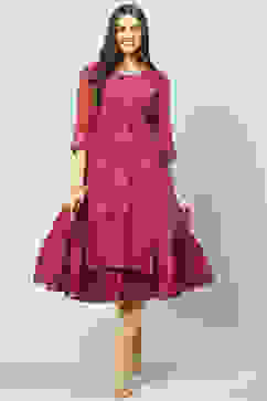 Plum Art Silk Straight Embroidered Kurta image number 5