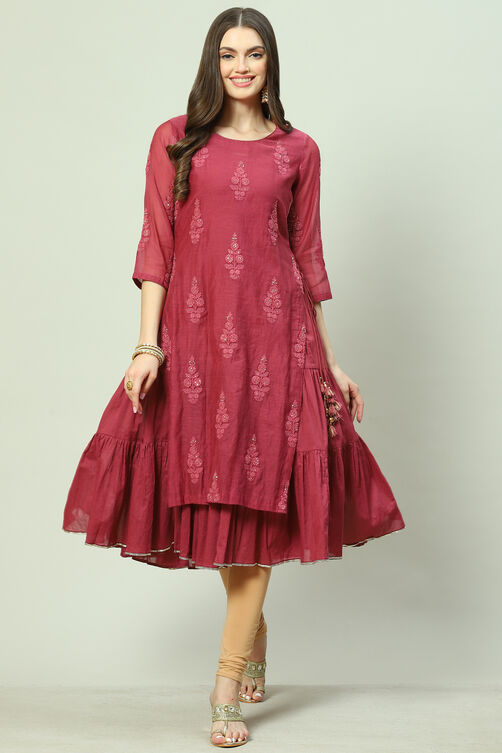 Yellow Art Silk Straight Embroidered Kurta image number 5