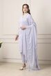 Lavender Cotton Floral Embroidered Straight Suit Set image number 3