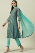 Multi-coloured Printed Straight Kurta Regular Pants Suit Set image number 5