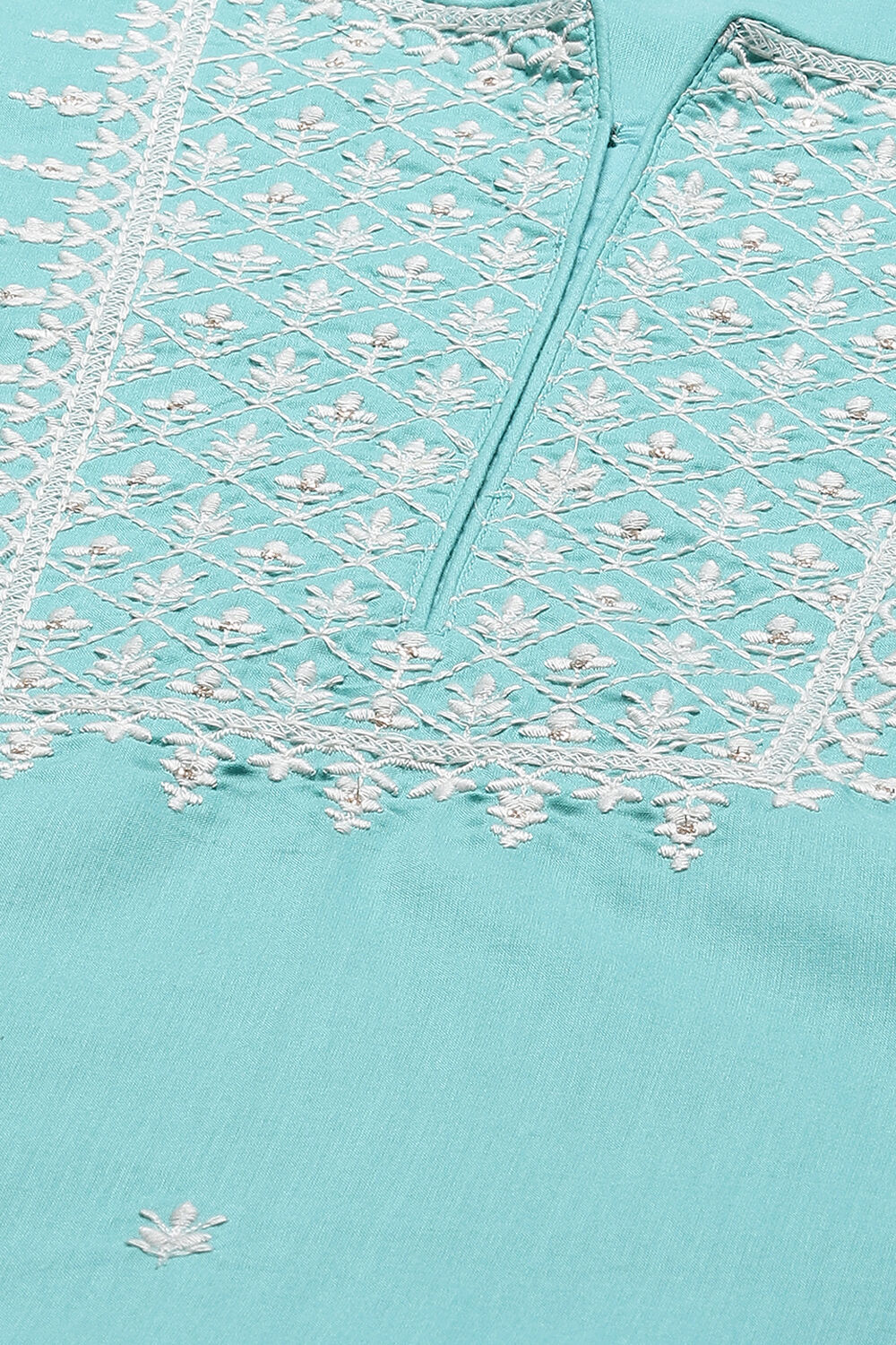 Sea Green Cotton Straight Kurta Palazzo Suit Set image number 1