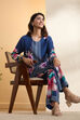 Blue Nylon Viscose Floral Printed Co-ord Set image number 0