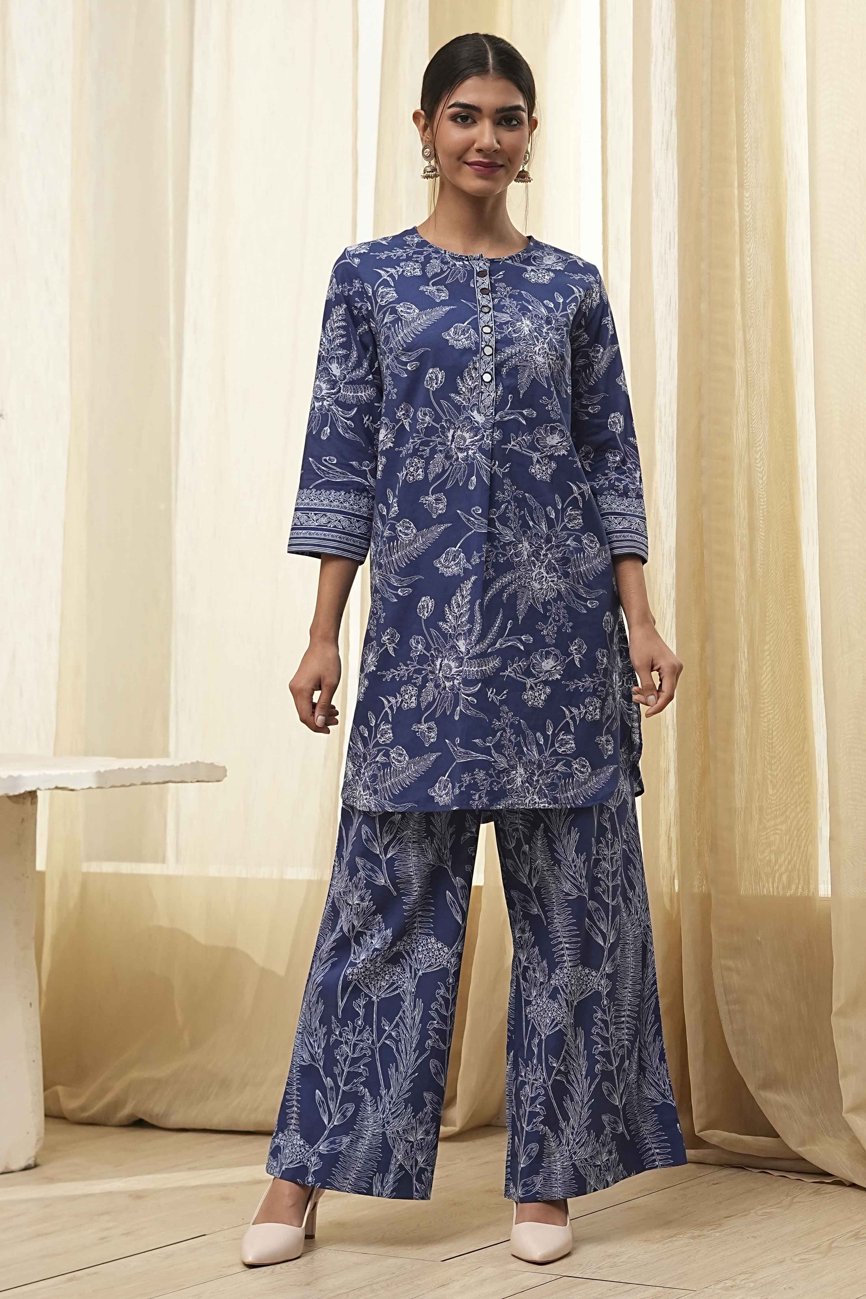 Indigo Pure Cotton Floral Co-ord Set image number 6