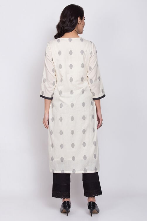 Ivory Eco Cotton Straight Yarndyed Kurta image number 4