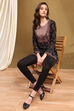 Black Floral Printed Regular Fit Straight Kurti