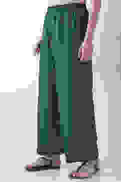 Green Solid Straight Palazzos image number 2