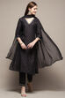 Black Rayon Straight Kurta Pant Suit Set