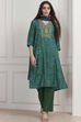 Green Modal Printed Straight Suit Set