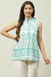 Turquoise Rayon Flared Printed Top image number 1