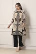 Beige & Black Poly Georgette Floral Kurta image number 0