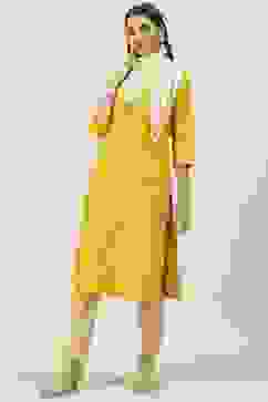 Yellow Art Silk Straight Yarndyed Kurta image number 0